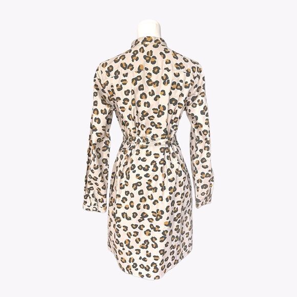 A.P.C. RUE MADAME PARIS NWOT Cotton twill belted shirtdress in Leopard Size L - Picture 2 of 10